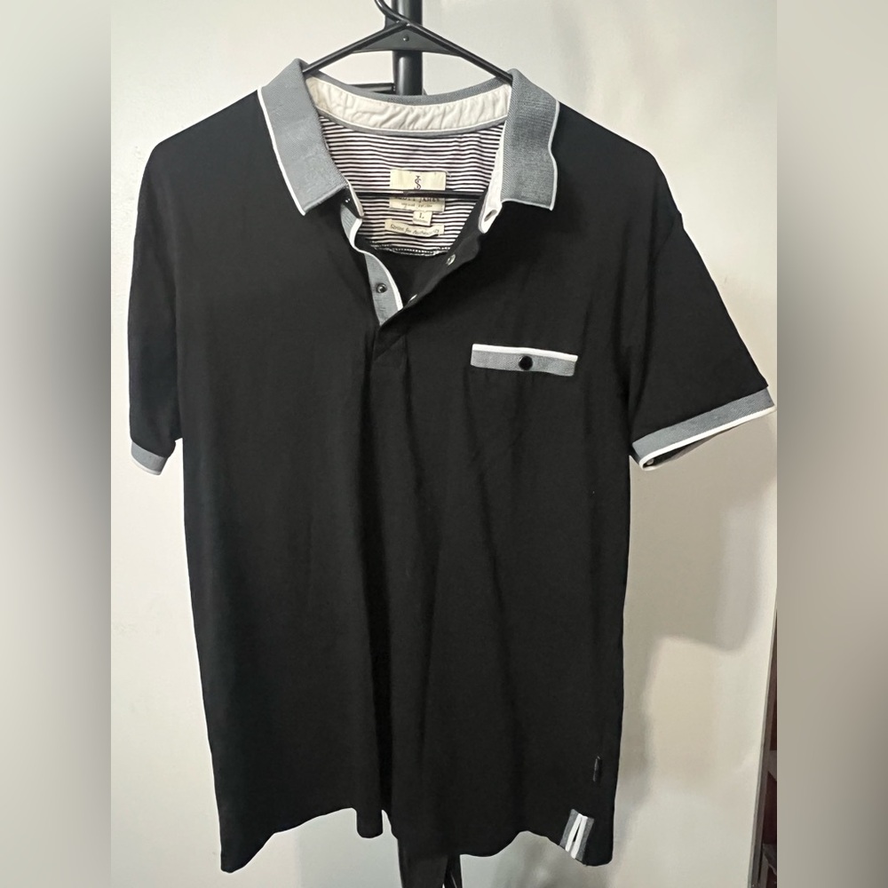 Black Polo Shirt with Gray Accents